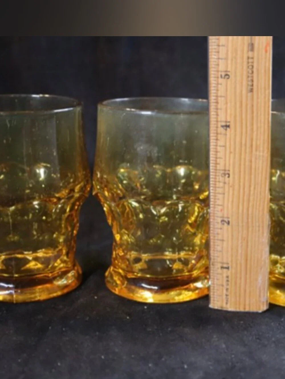 Vintage Anchor Hocking Georgian Amber 8oz Glass Honeycomb 4 ¼“ Cocktail Tumbers